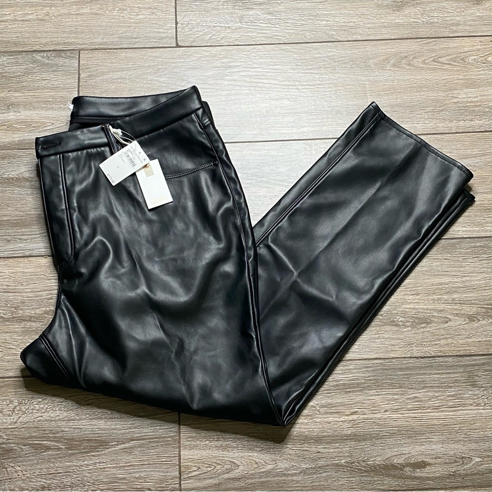 Good American 20 Black Faux Leather Pants - Picture 2 of 13